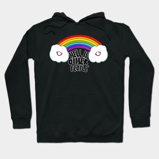 Hell Is Other People - Nihilist 80s Rainbow Graphic Design Hoodie